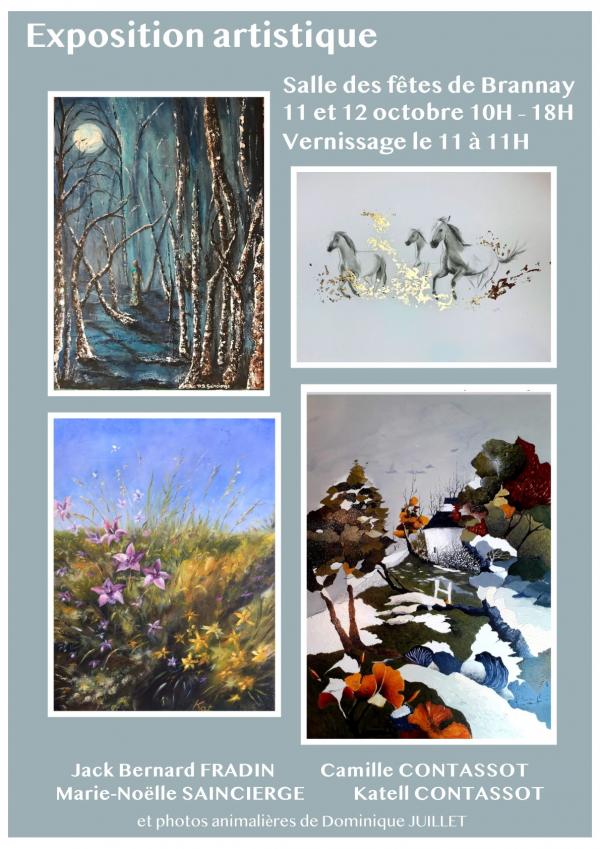 EXPOSITION salle des fêtes de Brannay les 11 et 12 Octobre de 11 à 18 h